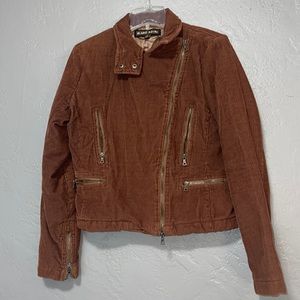 Blanc Noir Brown Corduroy Moto Jacket